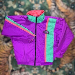 Vintage 90s Fila Pro Beach Windbreaker Track Jacket Full Zip Purple Made In USA